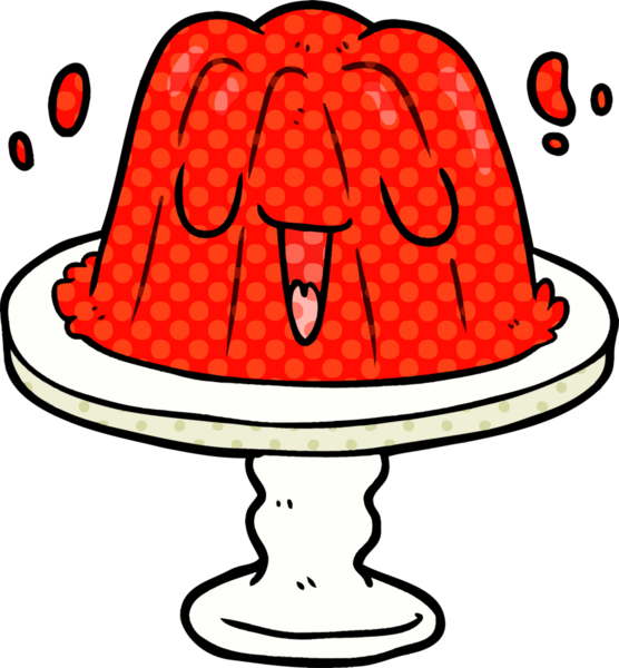 Bir insan tarafından çizilmiş tabakta sallanan karikatür jölesi