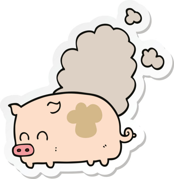 Bir insan tarafından çizilmiş kokuşmuş domuz etiketi.