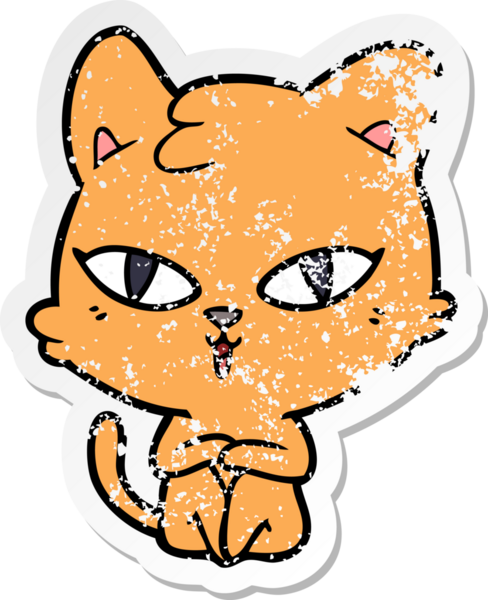 Bir insan tarafından çizilmiş karikatür bir kedinin sıkıntılı çıkartması.