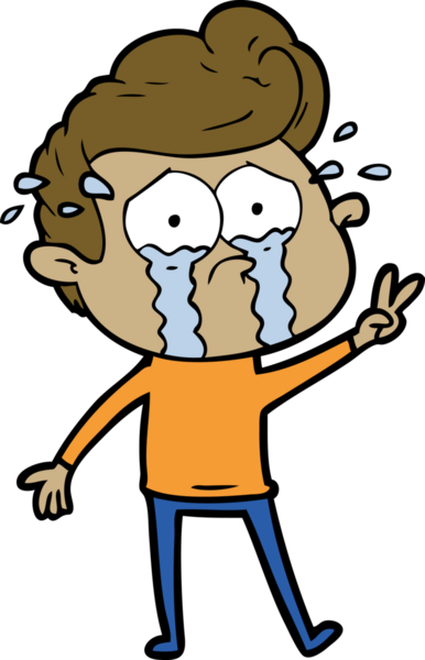 Bir insan tarafından çizilmiş ağlayan bir karikatür.