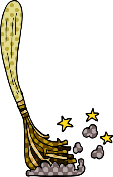 Bir insan tarafından çizilmiş sihirli süpürge sopaları.