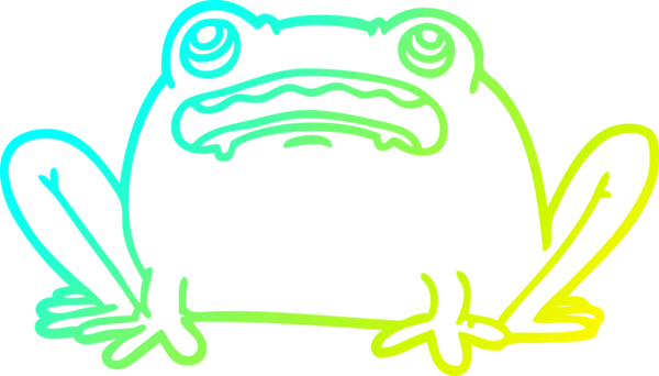 Bir insan tarafından çizilmiş bir kurbağanın soğuk çizgi çizimi.