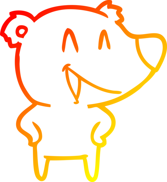 Bir insan tarafından çizilmiş gülen ayı karikatürü.