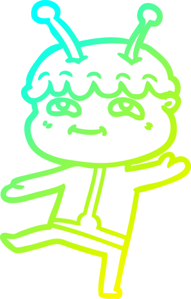 Bir insan tarafından çizilmiş soğuk gradyan çizgi film karakteri uzay adamı.