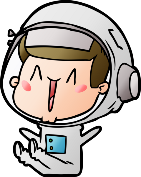 Bir insan tarafından çizilmiş mutlu astronot çizgi filmi.