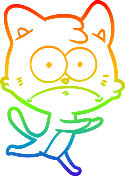 Gökkuşağı gradyan çizgi çizimi Bir insan tarafından çizilmiş gergin kedi