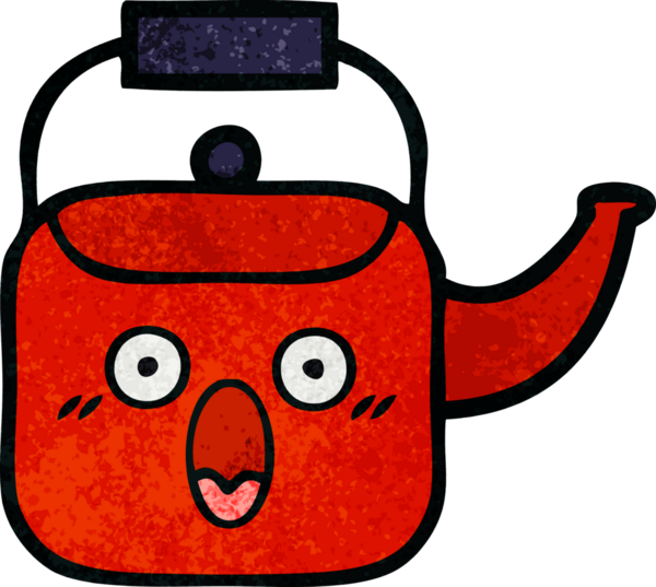 Bir insan tarafından çizilmiş eski grunge desenli bir çaydanlık.