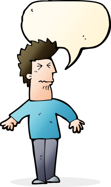 Bir insan tarafından çizilmiş konuşma balonlu bir adam.