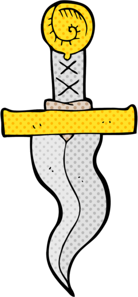 Bir insan tarafından çizilmiş çizgi film hançeri.