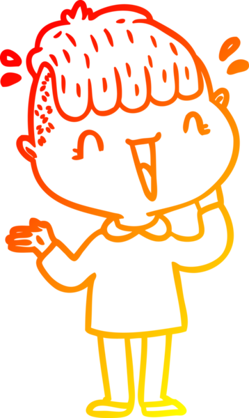 Sıcak bir çizgi film çizimi. Mutlu bir çocuk. Bir insan tarafından çizilmiş.