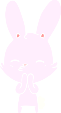 Bir insan tarafından çizilmiş tuhaf düz renkli tavşan.