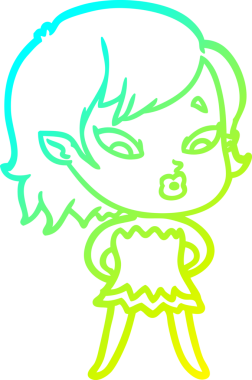 Soğuk gradyan çizgisi, bir insan tarafından çizilmiş şirin bir vampir kız çizgi filmi.