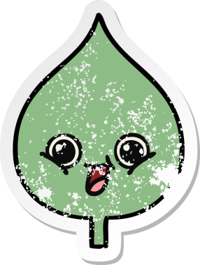 Sevimli bir çizgi film karakterinin sıkıntılı çıkartması. Bir insan tarafından çizilmiş ifade yaprağı.