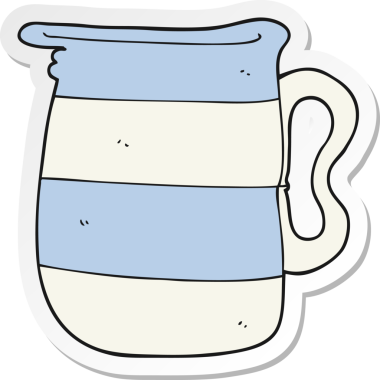 Bir insan tarafından çizilmiş süt sürahisinin çıkartması.