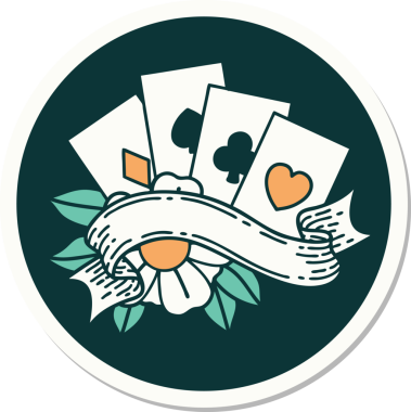 Geleneksel kart stili ve bir insan tarafından çizilmiş dövme çıkartması.