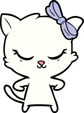 Bir insan tarafından çizilmiş sevimli çizgi film kedisi.