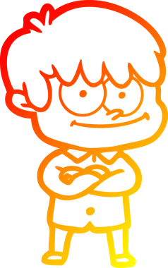 Bir insan tarafından çizilmiş mutlu bir çizgi film karakteri çizimi.