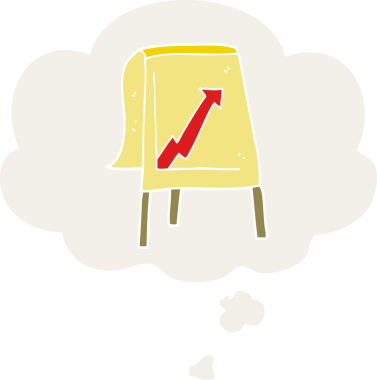 Düşünce baloncuklu oklu karikatür çizelgesi bir insan tarafından çizilmiş.