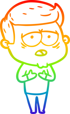 Gökkuşağı gradyan çizgi çizimi bir insan tarafından çizilmiş yorgun bir adam