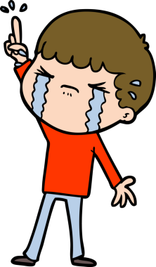 Bir insan tarafından çizilmiş ağlayan çizgi film adamı.