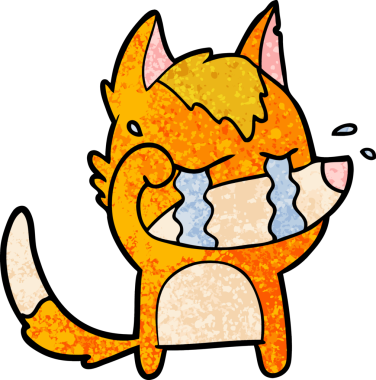 Bir insan tarafından çizilmiş üzgün küçük tilki çizgi film karakteri.