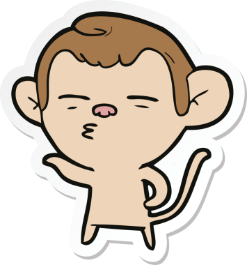 Bir insan tarafından çizilmiş şüpheli bir maymunun çıkartması.