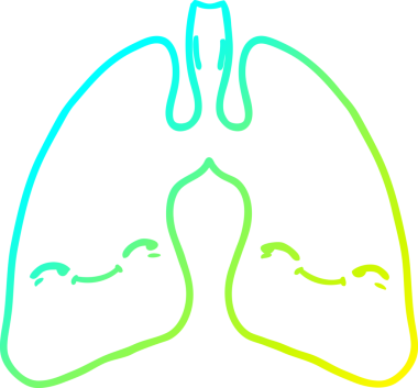 Bir insanın çizdiği karikatür akciğerlerinin soğuk gradyan çizgisi.