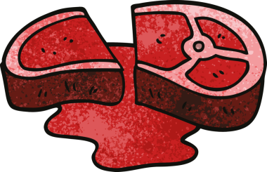 Bir insan tarafından çizilmiş az pişmiş biftek.