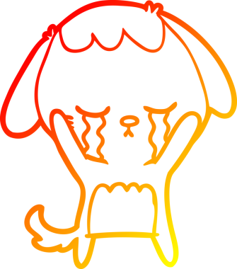 Bir insan tarafından çizilmiş, ağlayan bir köpeğin çizgi film çizimi.