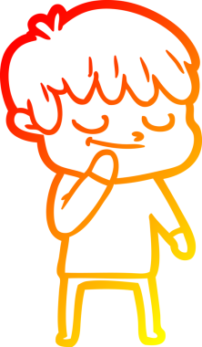 Bir insan tarafından çizilen mutlu bir çocuğun sıcak çizgi çizimi.