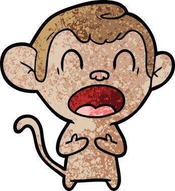 Bir insan tarafından çizilmiş bağıran çizgi maymun.