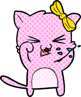 Bir insan tarafından çizilmiş çizgi film kedisi.