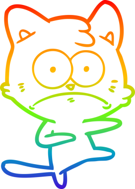 Gökkuşağı gradyan çizgi çizimi Bir insan tarafından çizilmiş gergin kedi