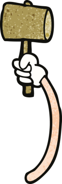 Bir insan tarafından çekiçle çizilmiş karalama kolu.