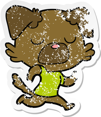 Bir insan tarafından çizilmiş bir çizgi köpeğin sıkıntılı çıkartması.