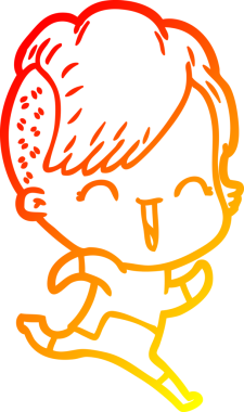 Bir insan tarafından çizilen mutlu bir hipster kızın çizgi çizimi.