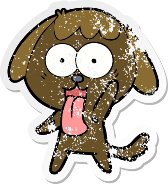 Bir insan tarafından çizilmiş şirin bir köpeğin sıkıntılı çıkartması.