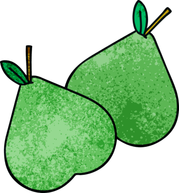 Bir insan tarafından çizilmiş yeşil armut retro grunge desen karikatürü