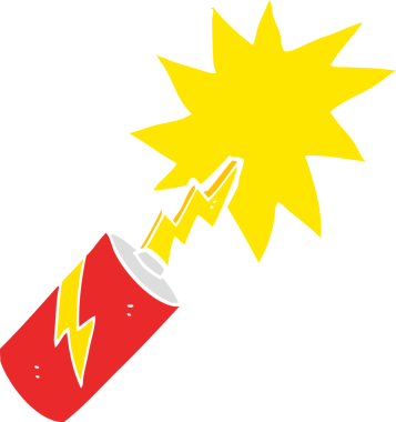 Bir insan tarafından çizilmiş pilin düz renk çizimi