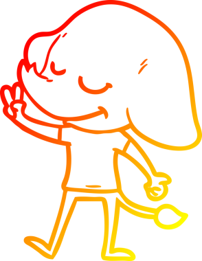 Bir insan tarafından çizilmiş gülümseyen bir filin sıcak çizgi çizimi