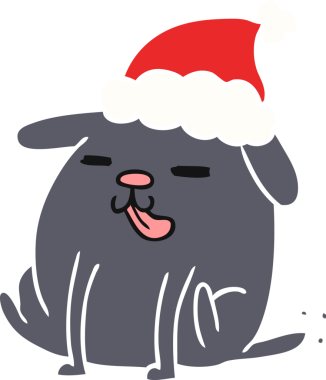 Bir insan tarafından çizilmiş kawaii köpeğinin Noel karikatürü.