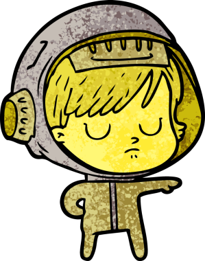 Bir insan tarafından çizilmiş astronot kadın.