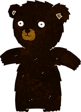 Bir insan tarafından çizilmiş sevimli çizgi film kara ayısı.