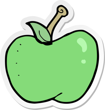 Bir insan tarafından çizilmiş çizgi film elmasının çıkartması.