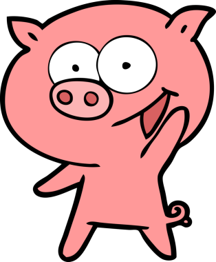 Bir insan tarafından çizilmiş neşeli domuz çizgi filmi.