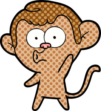 Bir insan tarafından çizilmiş korna çalan maymun.