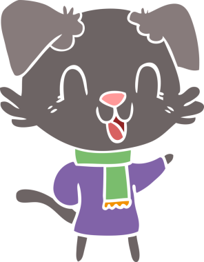 Bir insan tarafından çizilmiş düz renkli çizgi film köpeği.