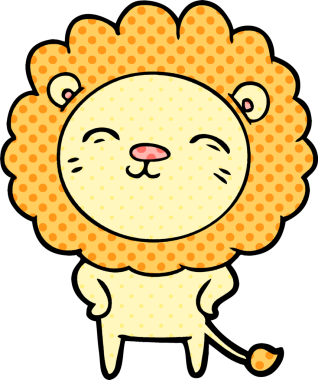 Bir insan tarafından çizilmiş çizgi film aslanı.