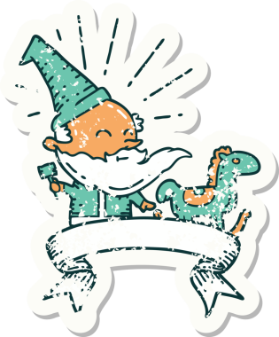 Bir insan tarafından çizilmiş eski bir dövme stili Noel Baba oyuncağı.