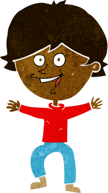 Bir insan tarafından çizilmiş mutlu çocuk çizgi filmi.